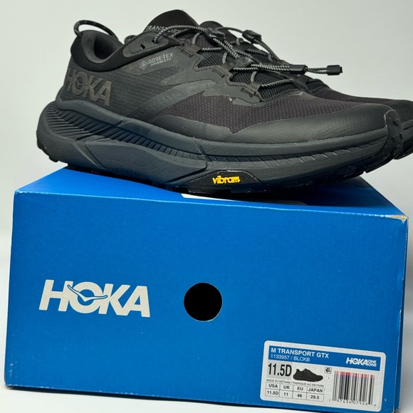Hoka One One Transport Black Trail /Walk/Run Men’s Size 11.5 1133957BLCKB - Picture 1 of 5